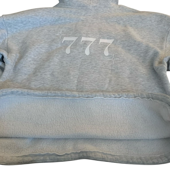 Princess Polly 777 Angel Number Grey Oversized Hoodie Fleece Pullover Jumper - Picture 3 of 11